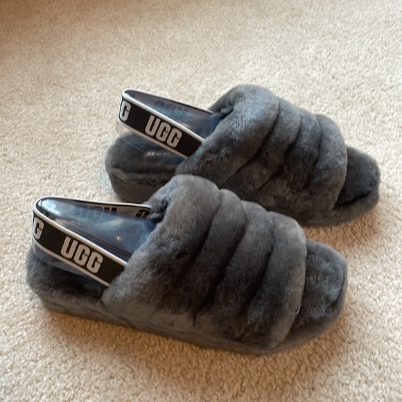 UGG Gray Fluff Yeah Slide. Women’s size 10. New - Picture 2 of 5